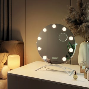 Flamingueo Miroir Coiffeuse - Miroir LED 15 Lumières, Miroir