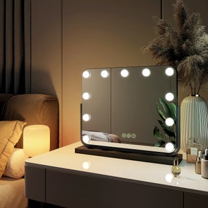 Miroir Maquillage Hollywood LED Intensité Réglable Pour Coiffeuse - Miroir  salle de bain BUT
