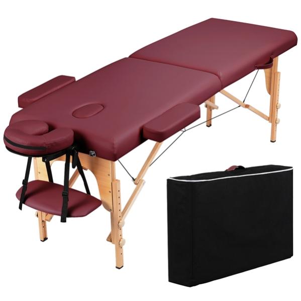 Yaheetech Table de Massage Portable Pliable à 2 Zones Bordeaux Leroy