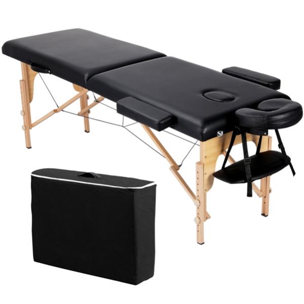 Yaheetech Table de Massage Portable Pliable à 2 Zones Noir Leroy Merlin