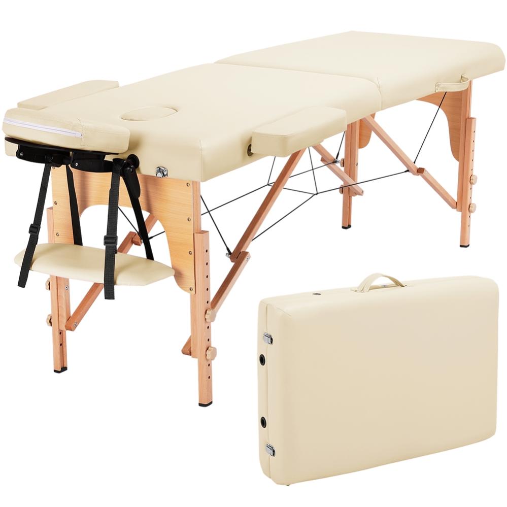 Yaheetech Table de Massage Portable Pliable à 2 Zones Crème Leroy Merlin