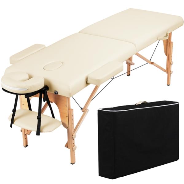 Yaheetech Table de Massage Portable Pliable à 2 Zones Crème Leroy Merlin