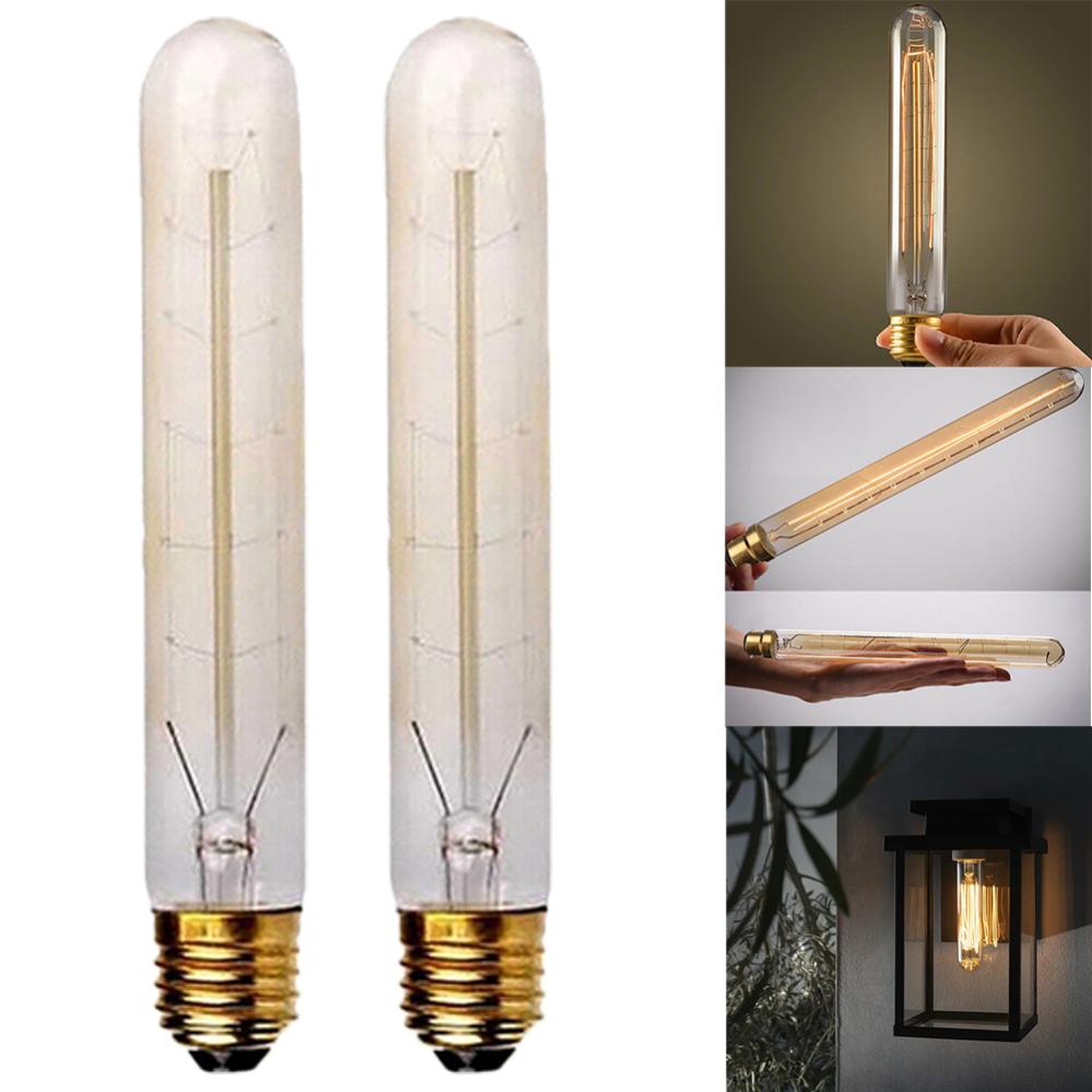 2 Ampoules Piccolo Tungstène, Ampoule LED, Tube, Blanc Chaud, 220V E27 40W, Éclairage Intérieur