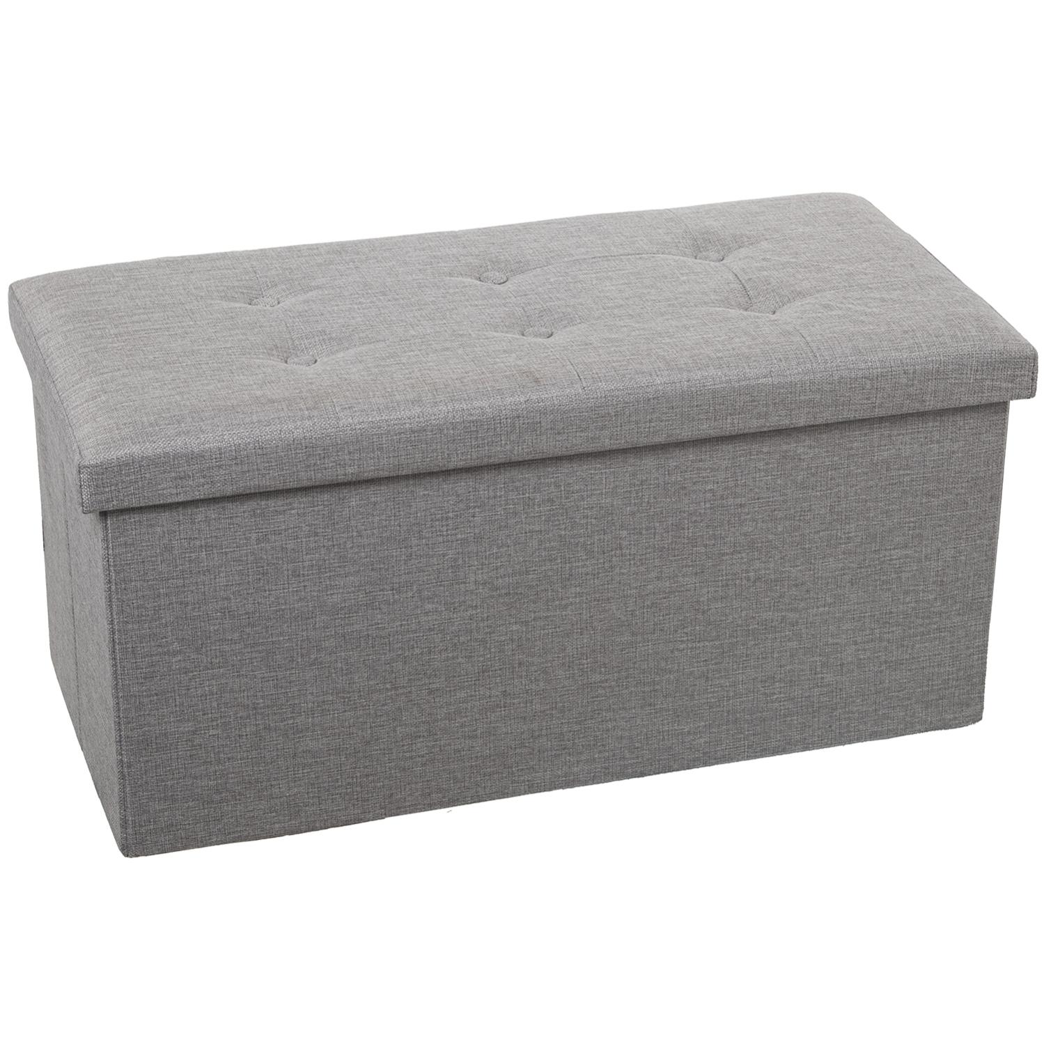 Puf plegable poliester gris almacenaje_77x38x38cm envío gratis en península