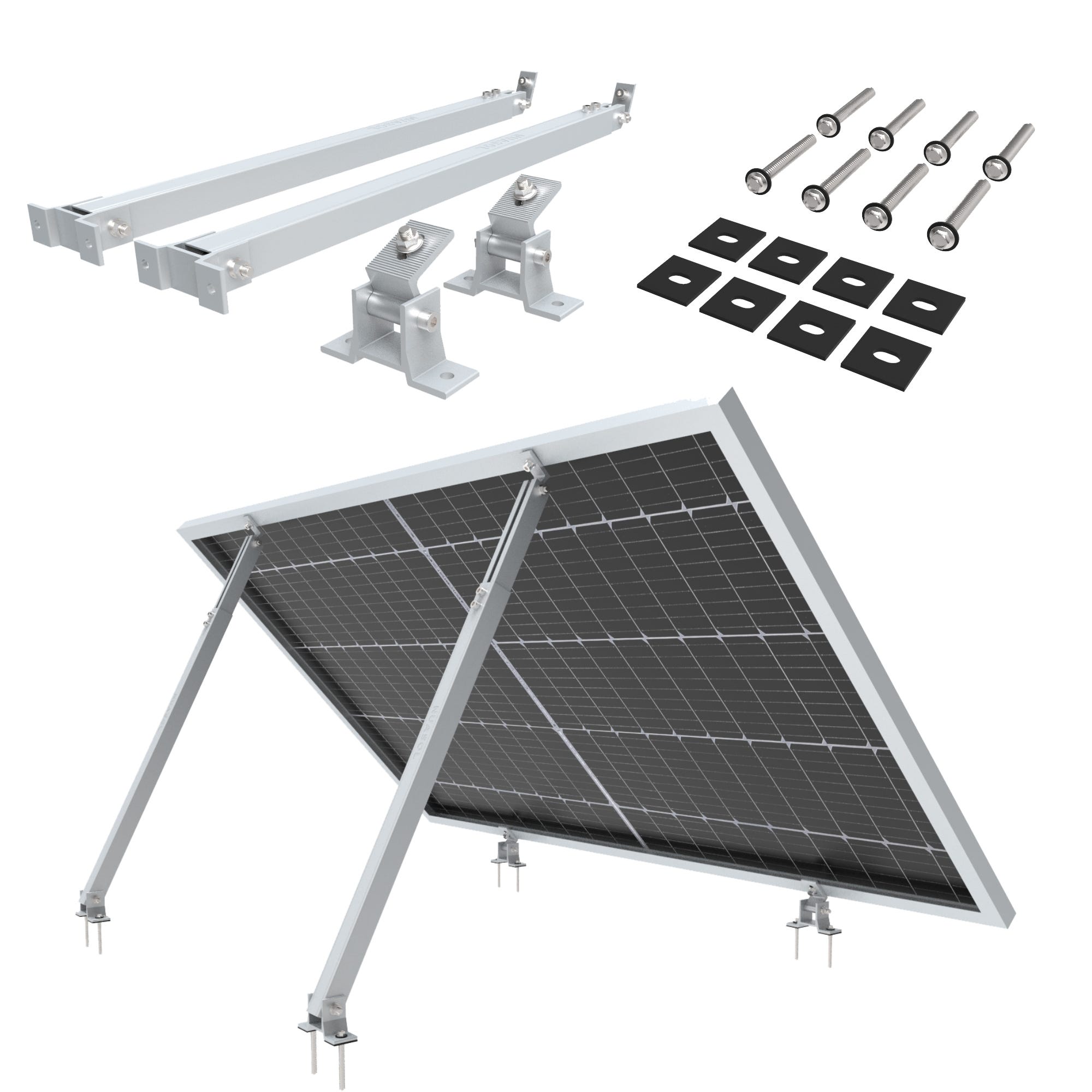 Lot de 2 supports de centrales électriques de balcon Support de panneau  solaire réglable pour installations photovoltaïques Angle d'inclinaison  30-60°