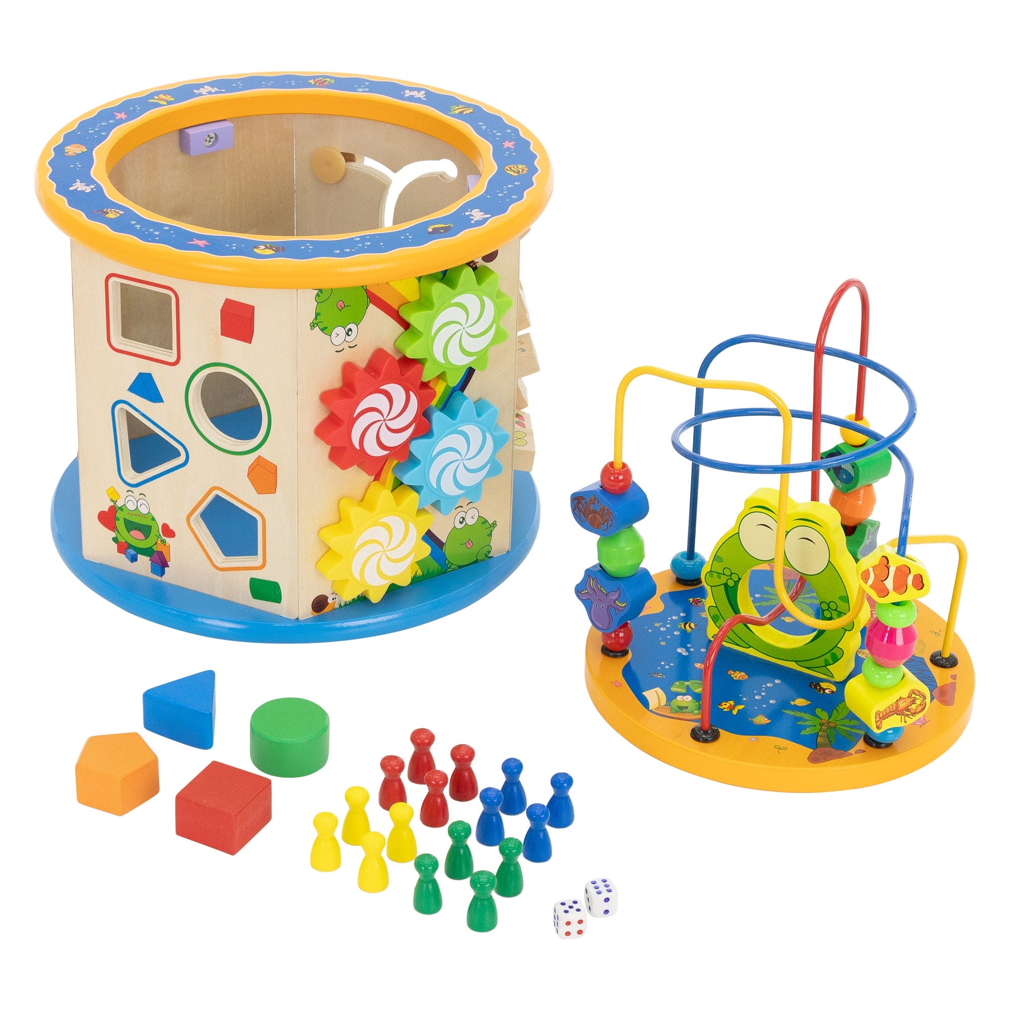 Cube d'activité motrice en bois - Jouets Éducatif - Jouets Montessori - 8  en 1 