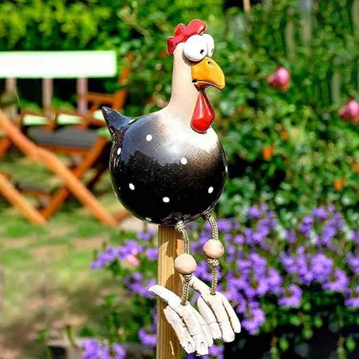 Statue drôle de décor de clôture de poulet, statue de poule de jardin  extérieur, statue de décor d'ornement d'animal de jardin extérieur