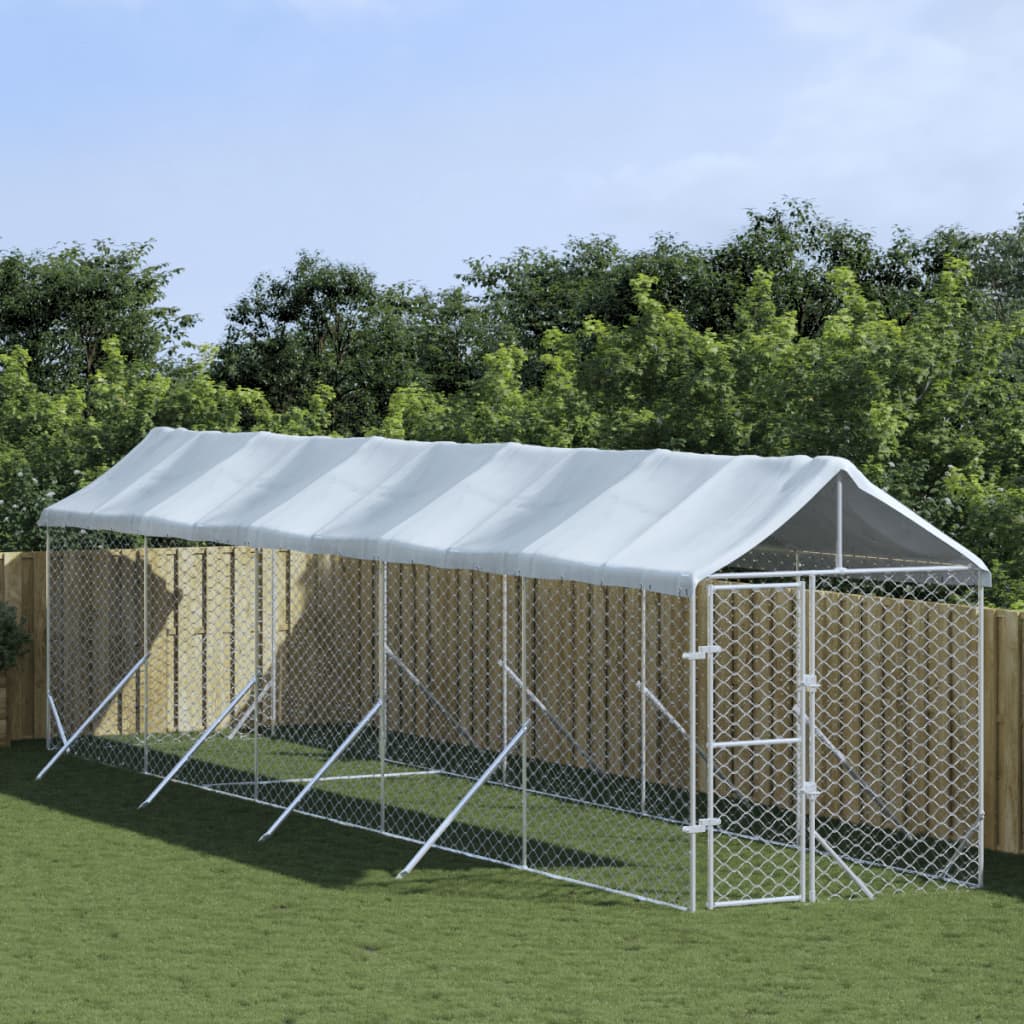 vidaxl-cuccia-cani-da-esterno-tetto-argento-2x10x2-5-m-acciaio-zincato