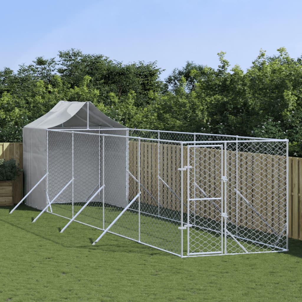 chenil-d-ext-rieur-pour-chiens-avec-toit-argent-2x10x2-5-m-vidaxl