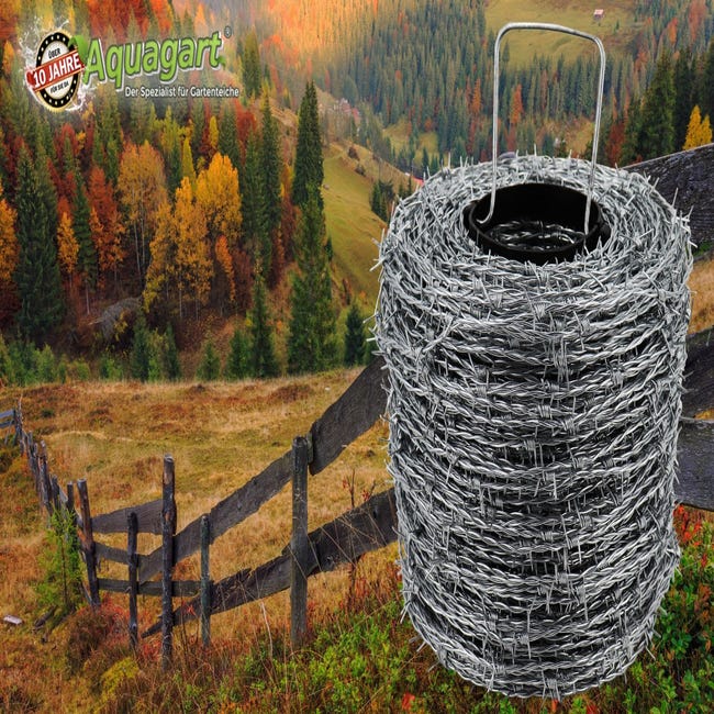 1 000 m fil de fer barbelé galvanisé, 1,6 / 1,7 mm pour clôture de  protection contre la faune sauvage, clôture forestière, grillage noué