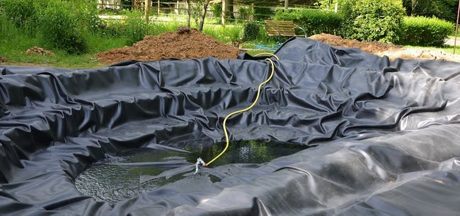 Liner de bassin PVC 1 m x 2 m, 0,5 mm noir, bâche pour le bassin