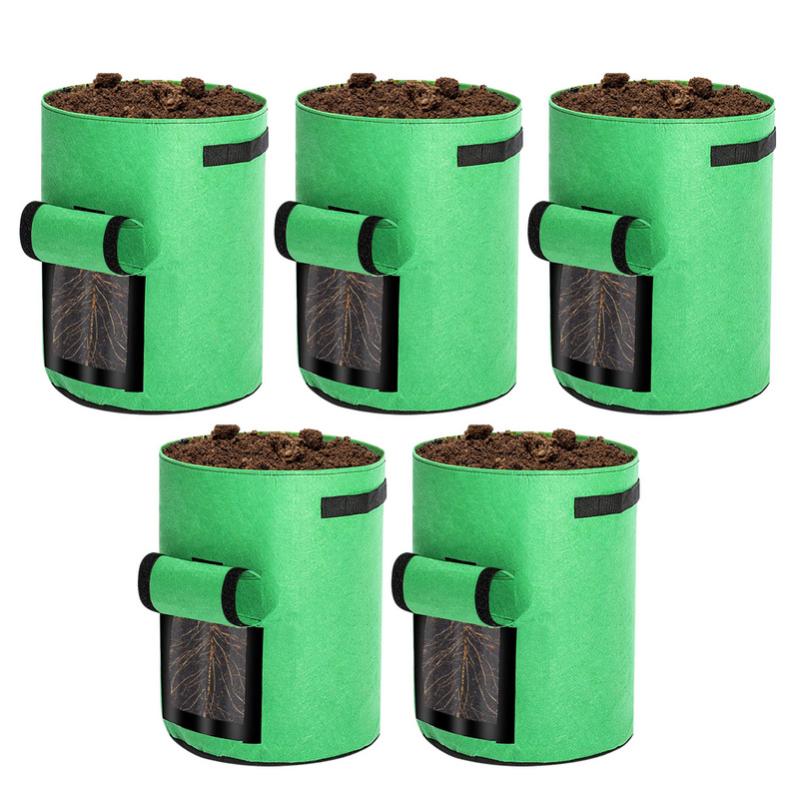 5 Sacs De Plantation 30L • Tissu Geotextile Respirant • Avec Poignées • Pour Tomates, Pommes De Terre