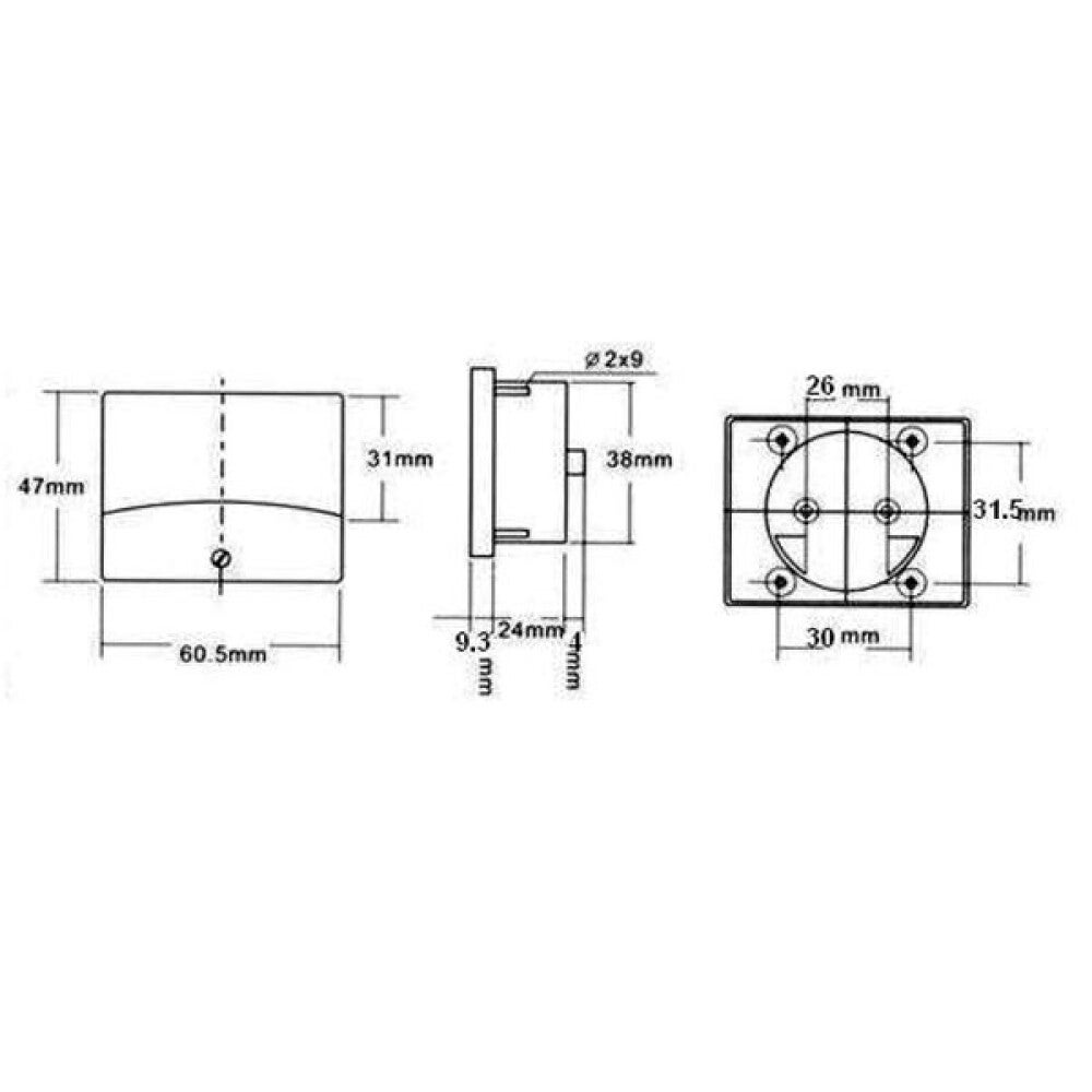 AMPEREMETRE ANALOGIQUE DE TABLEAU 10A CC / 60 x 47mm