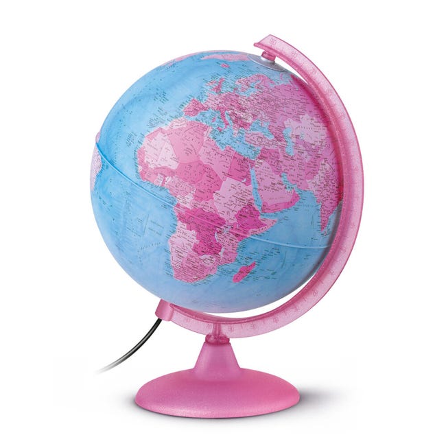 Tecnodidattica Pink EU LED DISPL. - Globe Terrestre - 25 CM - Anglais -  Éclairage LED