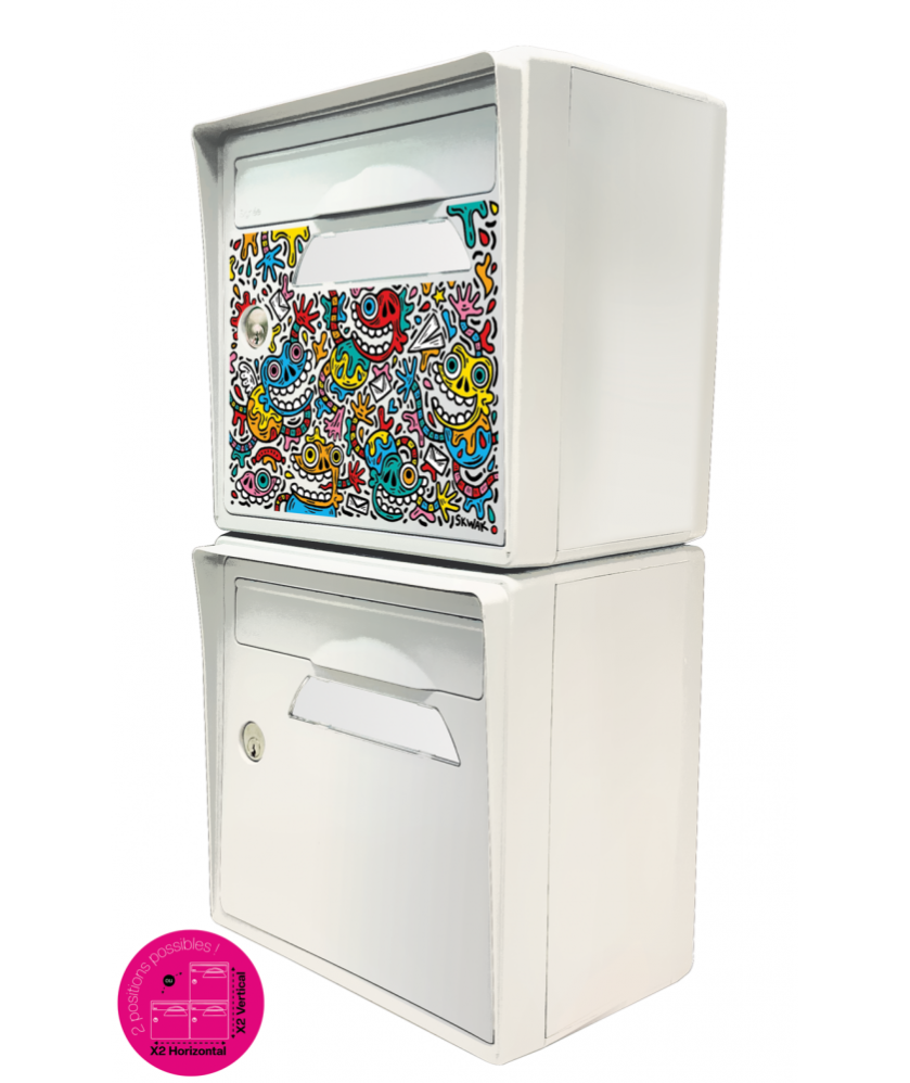 Pack de 2 boîtes aux lettres murales - Globe-trotter - Blanc ivoire