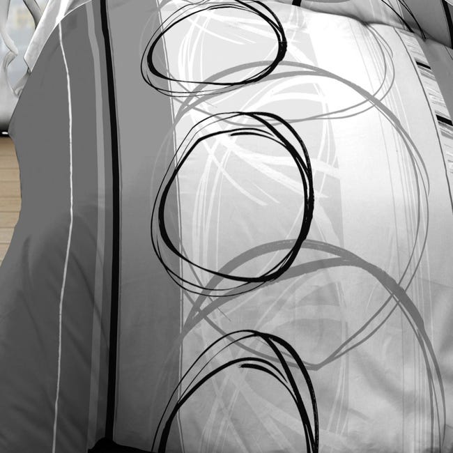Parure De Lit 160x200 Cm - Drap Housse + Drap Plat + 2 Taies, Pur Coton 57 Fils, Gris, Label Oeko-Tex