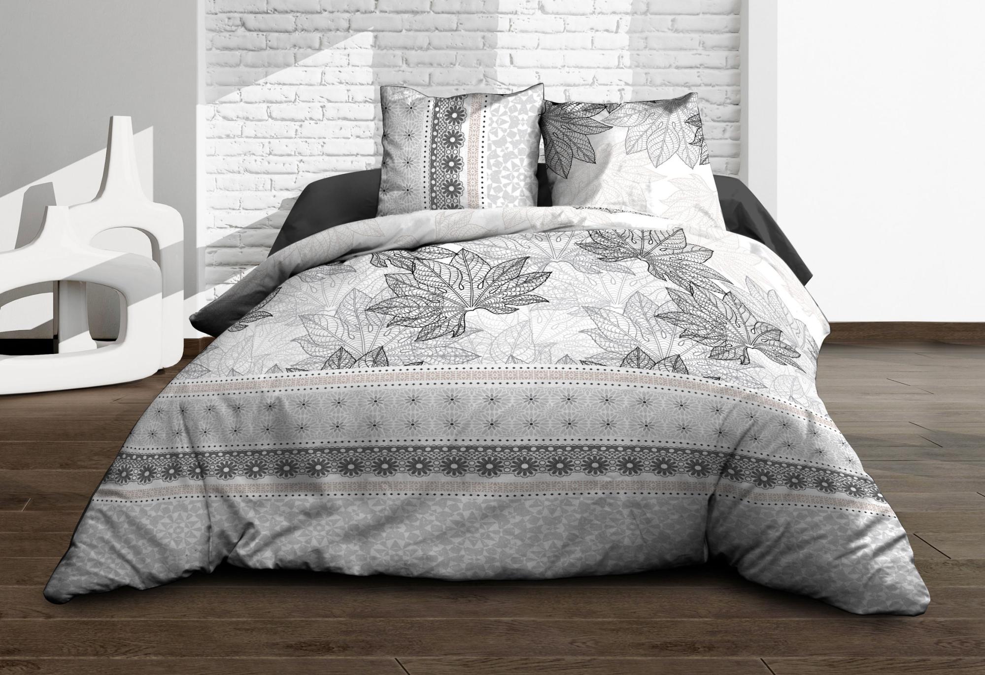 Housse de couette 240x260 + 2 taies - Pur coton 57 fils - Sabana