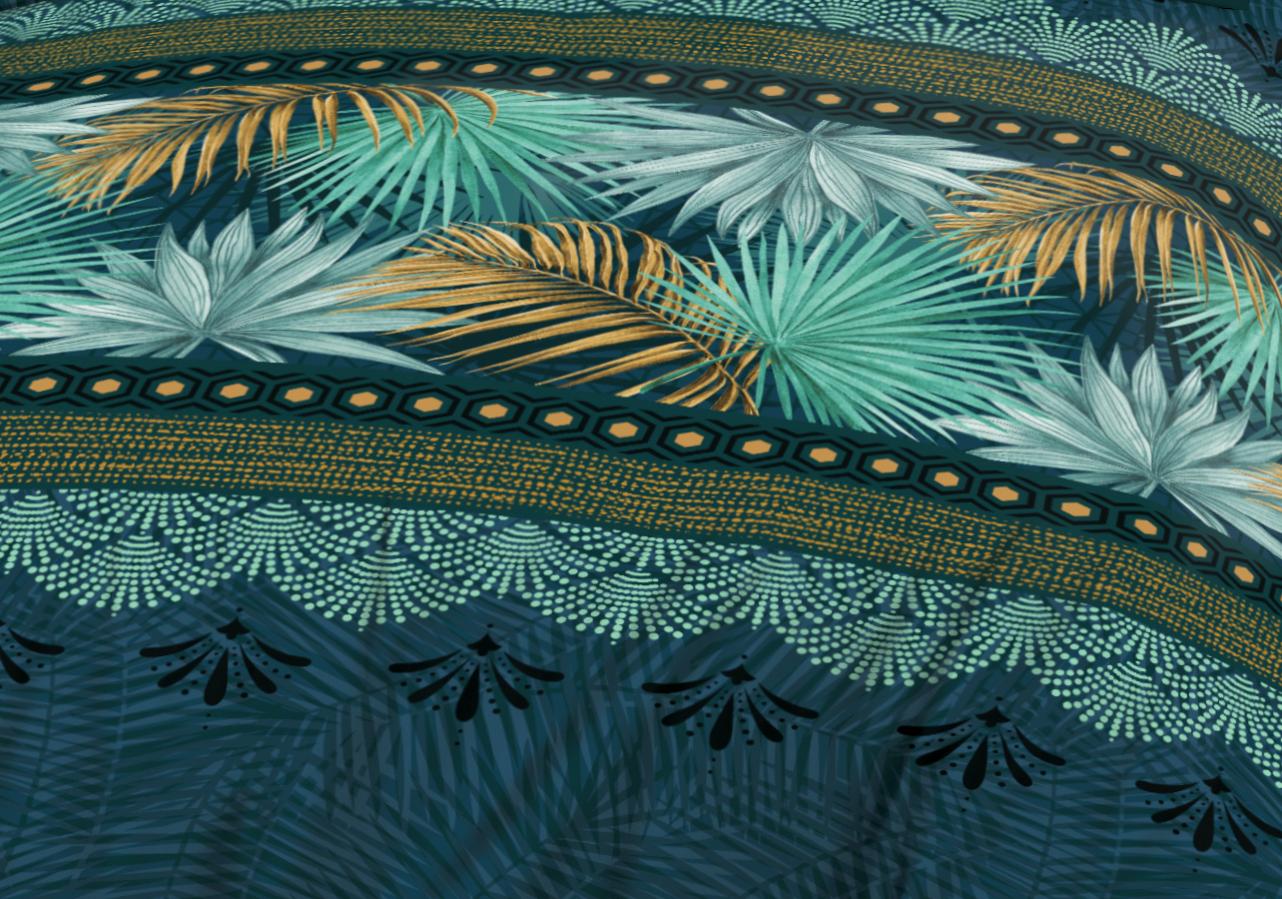 Parure Drap plat + drap-housse 140x190 + 2 T - Pur coton 57 fils - Paraiso - 2