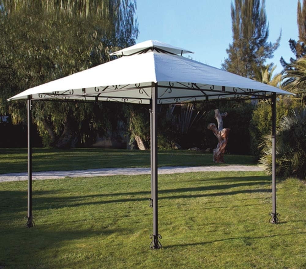 Top Telo Di Copertura Per Gazebo Ricambio 3x3mt Ecrù Con Airvent