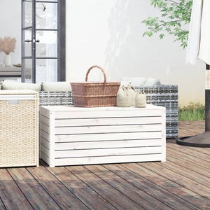 Maison Exclusive Baúl para cojines madera de abeto maciza blanco 100x50x56  cm