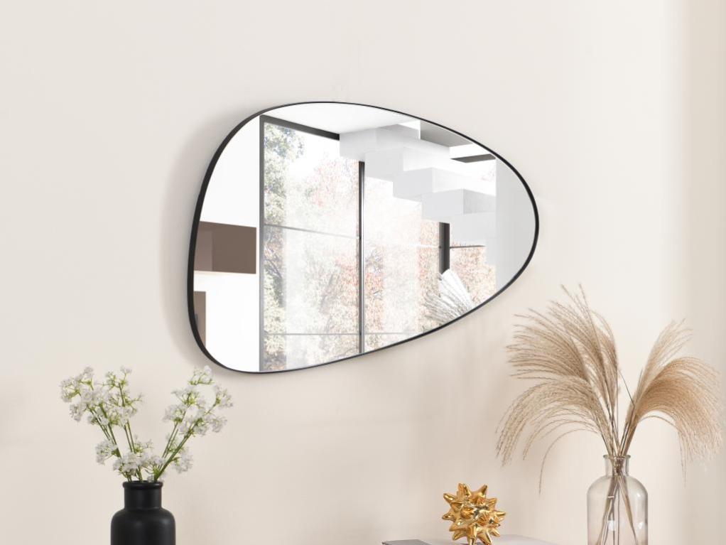 Miroir organique en métal - L. 72 x H. 35 cm - Noir - MANAROLA | Leroy