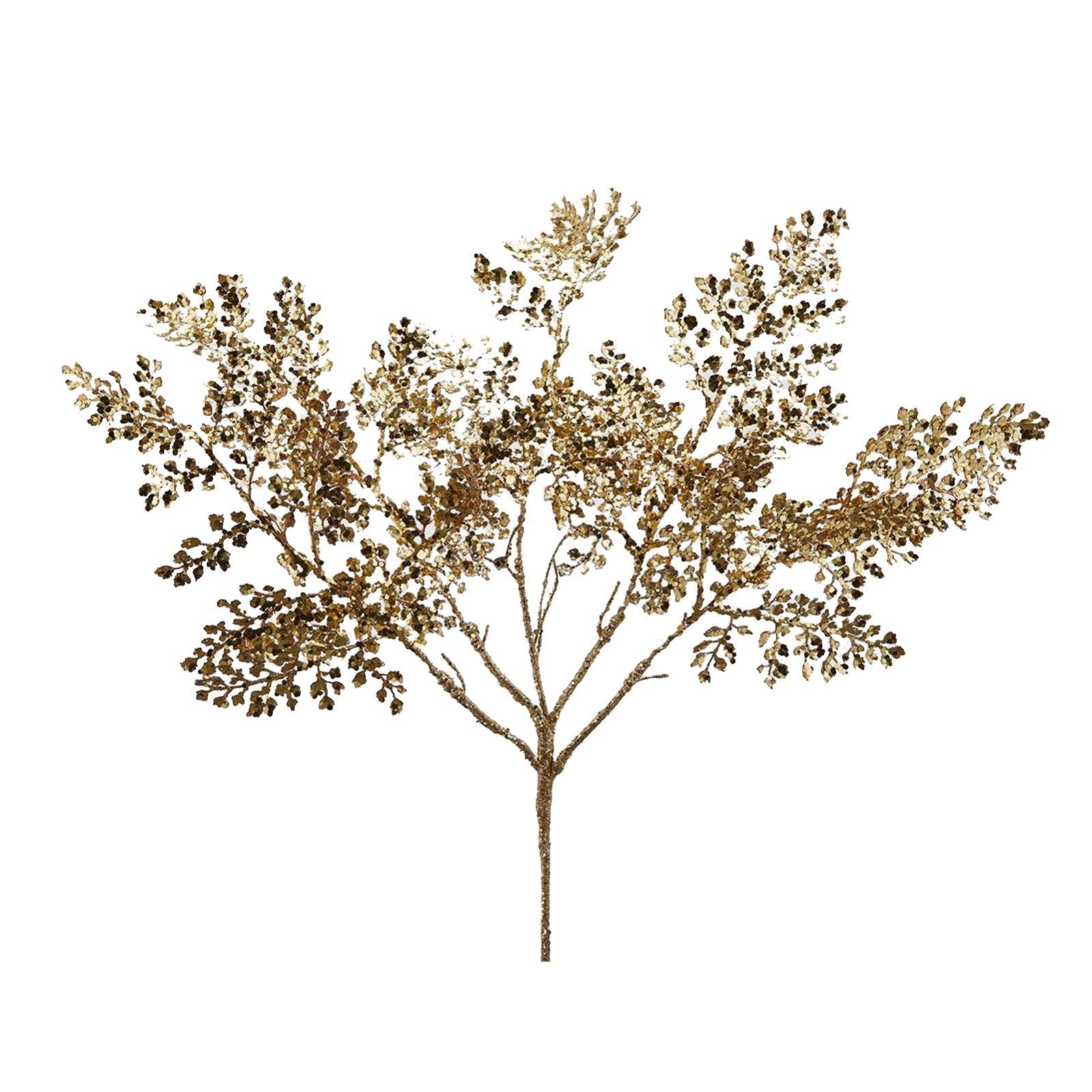 24 Rami Foglie Artificiali Oro Glitter 33 Cm - Decorazioni Natalizie Per Albero, Centrotavola E Fai Da Te