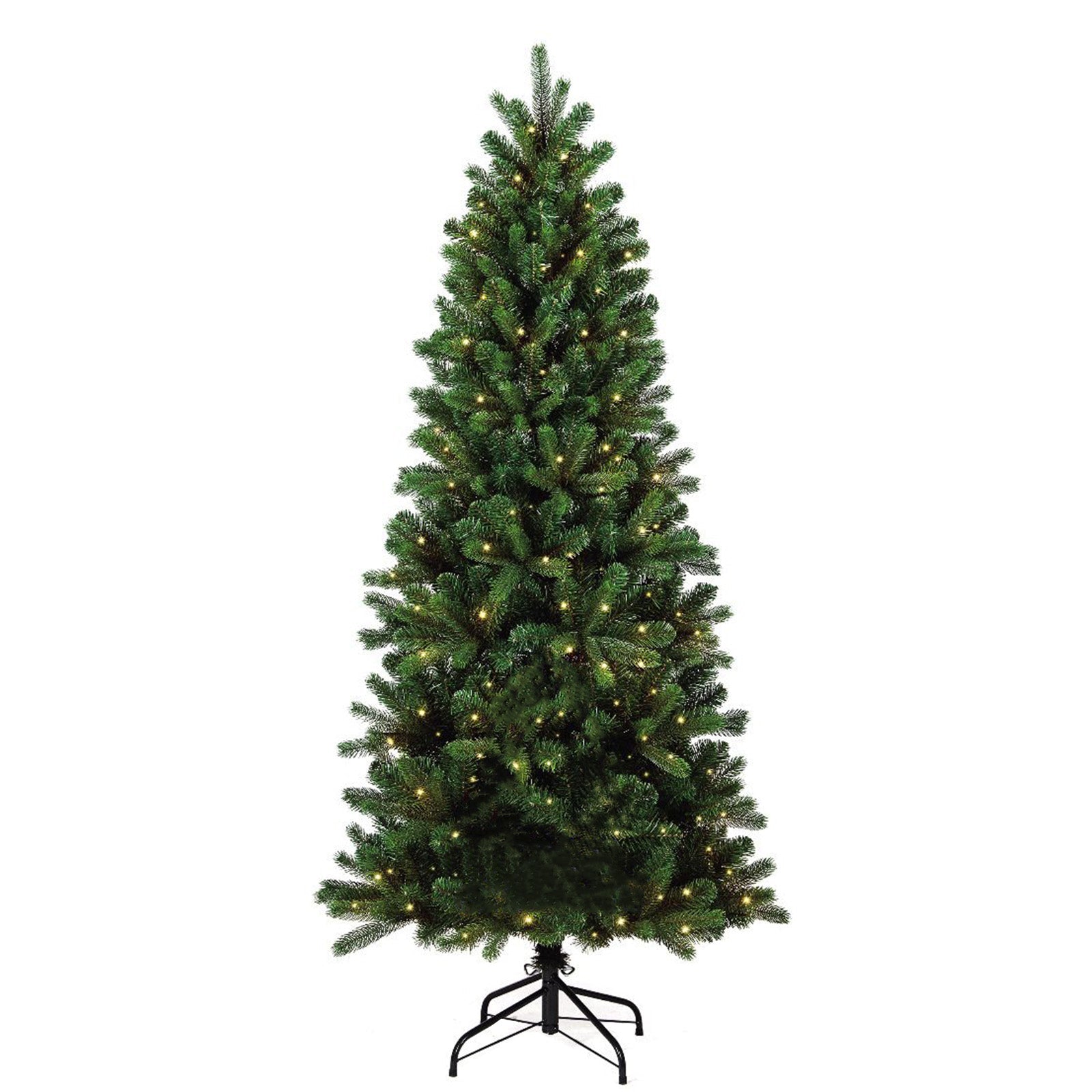 Albero Di Natale Slim 150 Cm Con Luci LED Colorate - 343 Punte, Base In Metallo, Facile Da Montare! - Foto 5