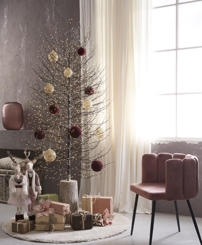Magie di Natale Albero luminoso Tiglio champagne bianco caldo e bianco freddo, uso interno (H 230 cm