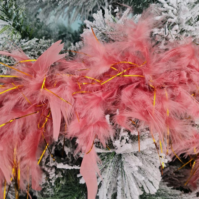 Boa Rosa con Piume decorazione natalizia per Albero moderno 200 cm /  Default Title