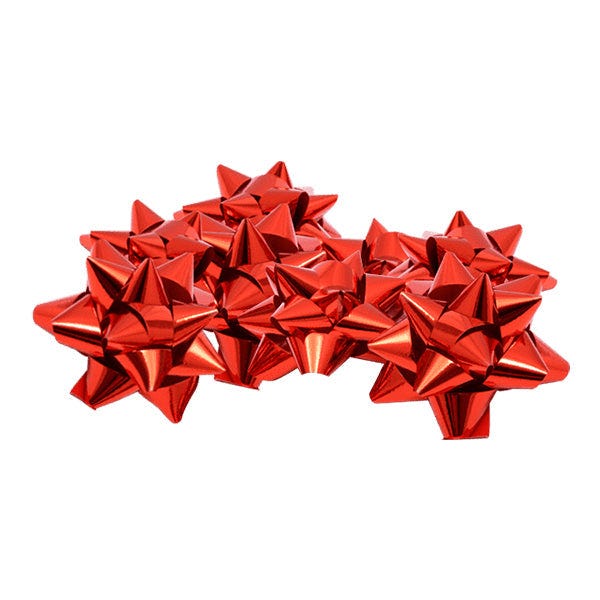 Coccarda Fiocco rosso metallizzato decorazione natalizia per regali 40 mm  CF pezzi 40 / Default Title