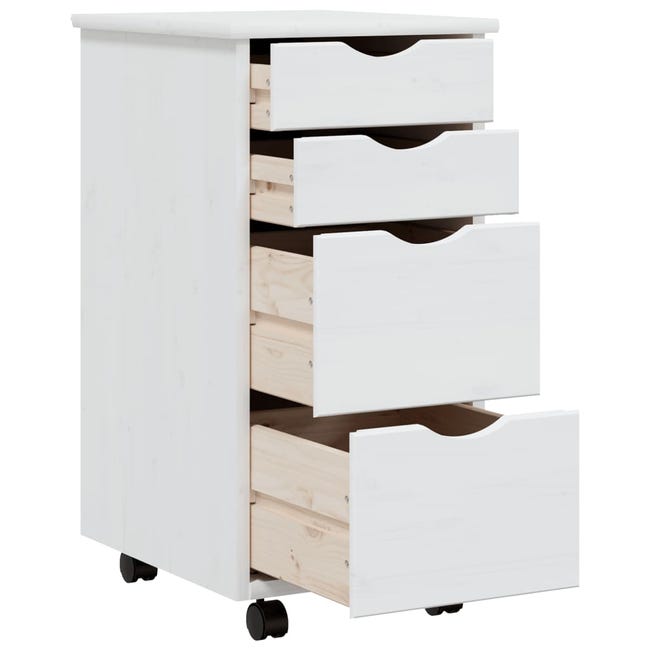 Vidaxl armoire roulante avec bureau moss blanc bois de pin solide