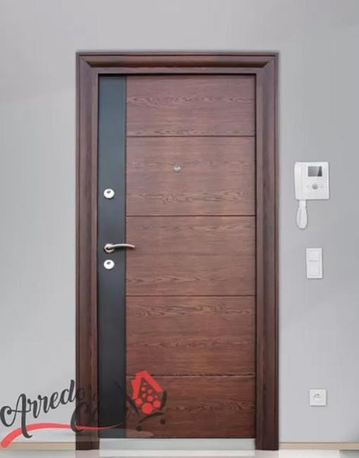 Porta Blindata Esterna Modello P13 - Apertura Interna Sinistra, Marrone Effetto Legno - Foto 9