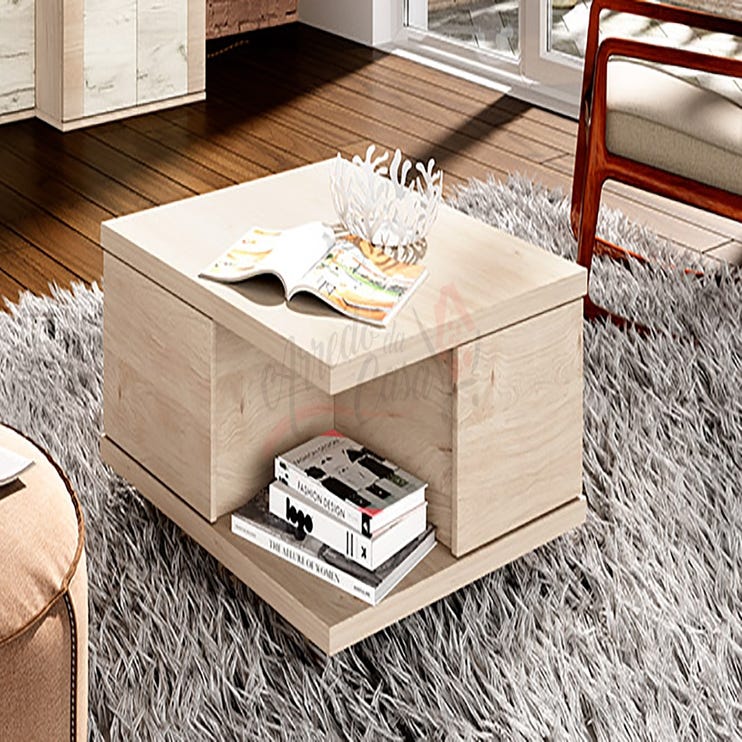 Tavolino basso da salotto design moderno effetto legno TI6231 75x39,4  rovere chiaro