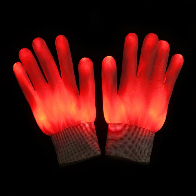 Gants lumineux à LED, gants de scène rechargeables violets avec 4 lampes  pour la fête, la