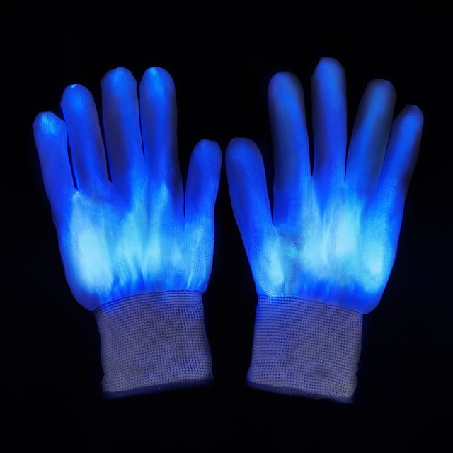 Paire de gants blanc lumineux leds multicolore