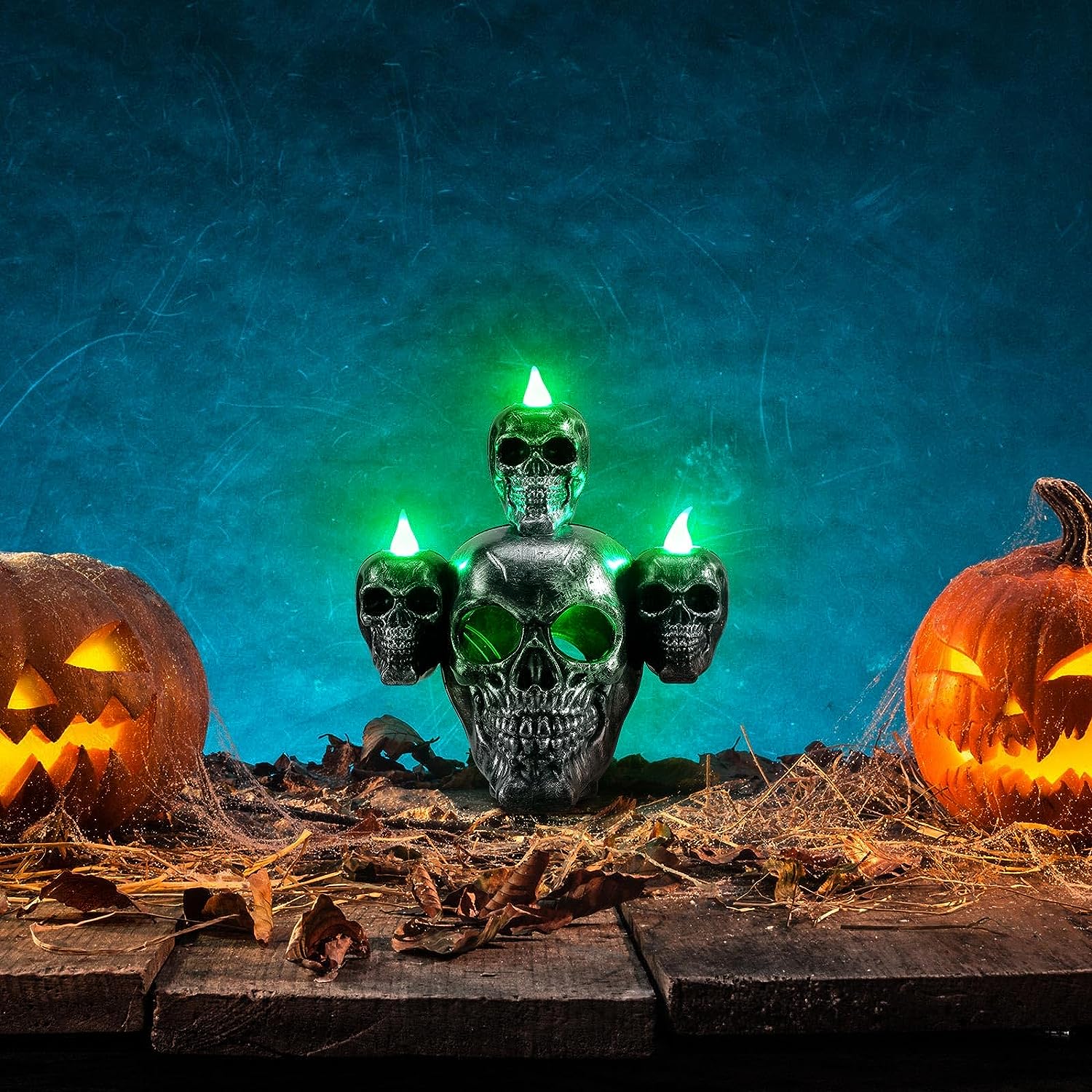 Crâne d'Halloween avec des lumières décoration bougies de crâne d