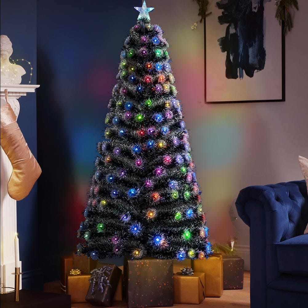 Albero Di Natale Con Luci Fibra Ottica Albero di natale Luminoso 150cm con Luci LED Fibra Ottica Multicolor