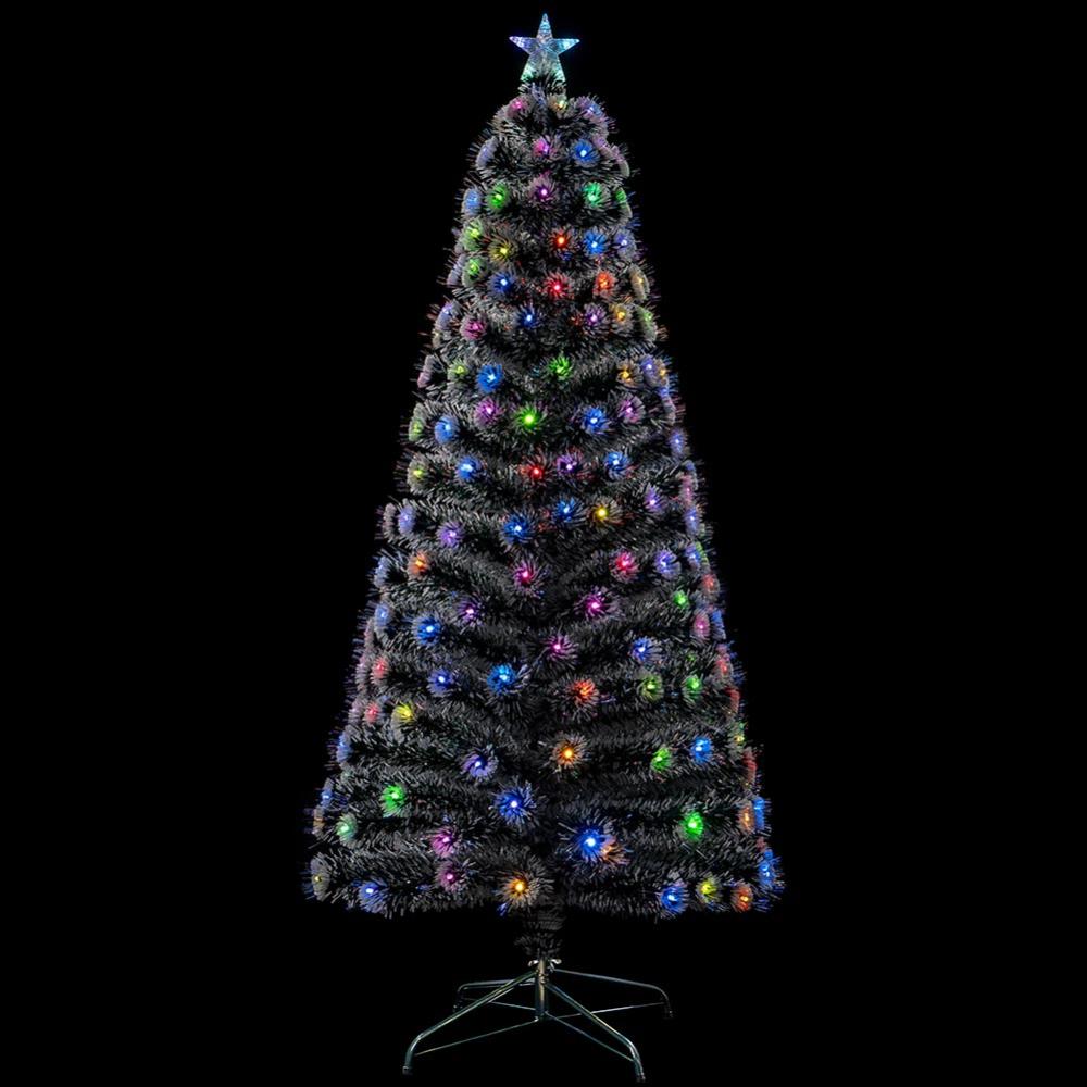 Piccolo albero di Natale in fibra ottica, albero artificiale mini da 56 cm per Natale, alimentato a batteria/USB, albero da tavolo con luci LED che