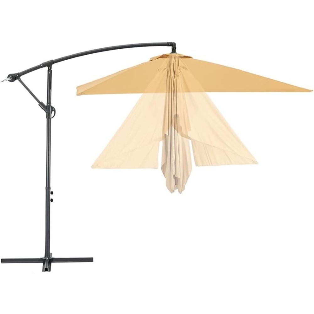 Ombrellone Da Giardino BAKAJI 270 Cm Con Luci LED Solari - Struttura In Acciaio, Telo Anti-UV, Apertura A Manovella, Inclinabile, Colore Grigio
