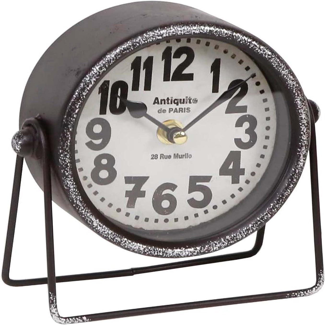 By Sigris - Reloj con mecanismo Negro de Metal Y Cristal, Reloj Sobremesa  Reloj Sobremesa Vintage Relojes Decorativos De Mesa 30x8x24cm