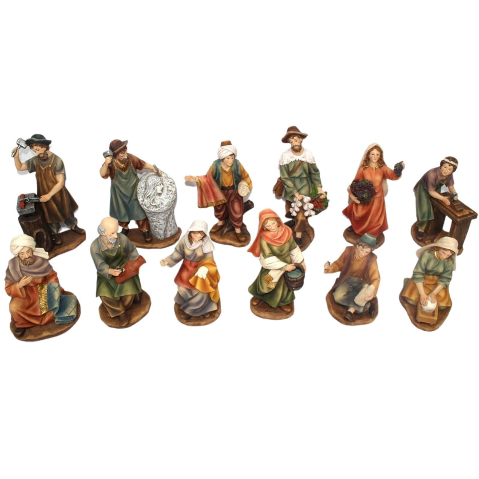 Pastorelli Per Presepe In Poliresina Con Animali, Doni E Mestieri 12 Soggetti 15 Cm 89337916