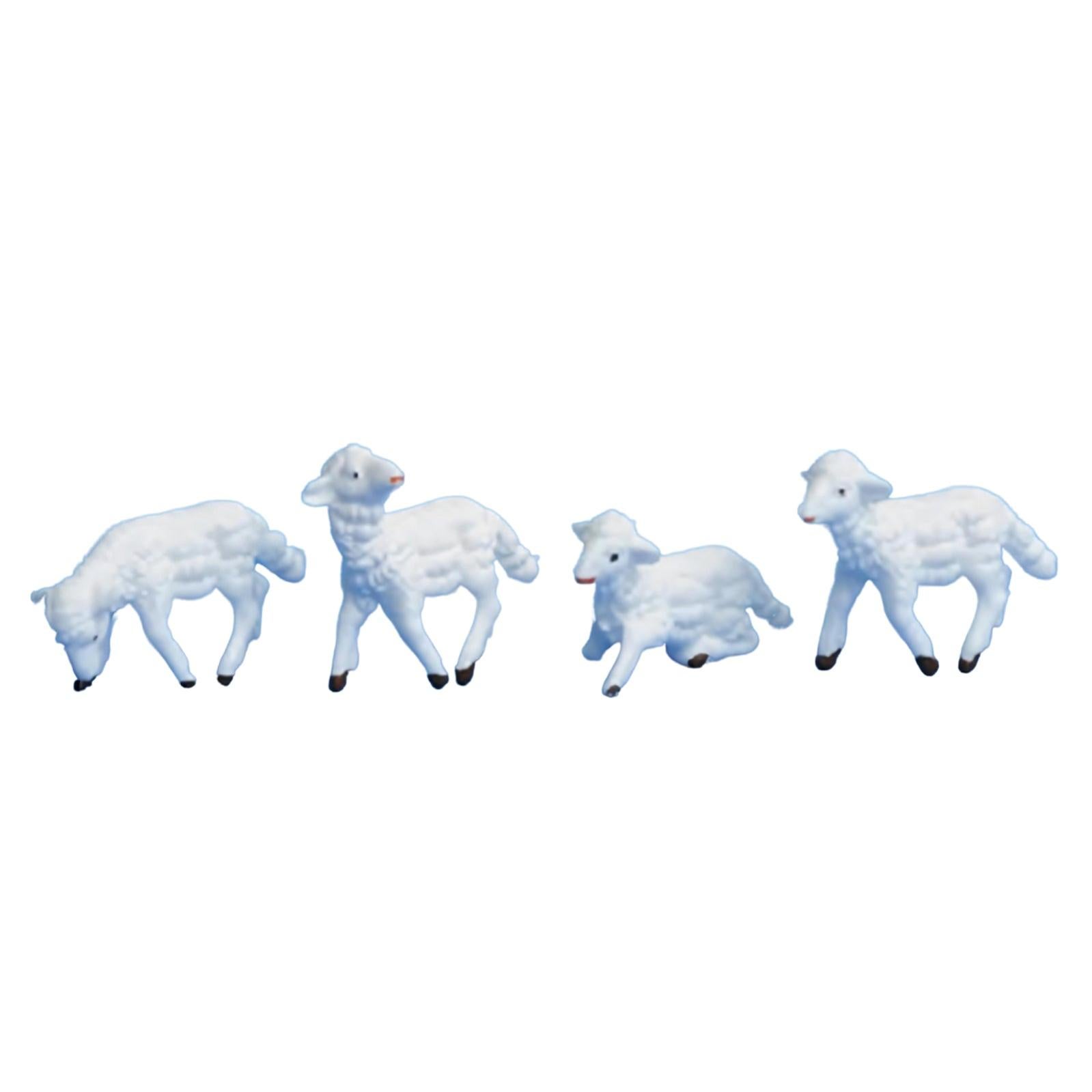 Mouton blanc pour la crèche de Noël 4 x 3 cm, lot de 24 pièces
