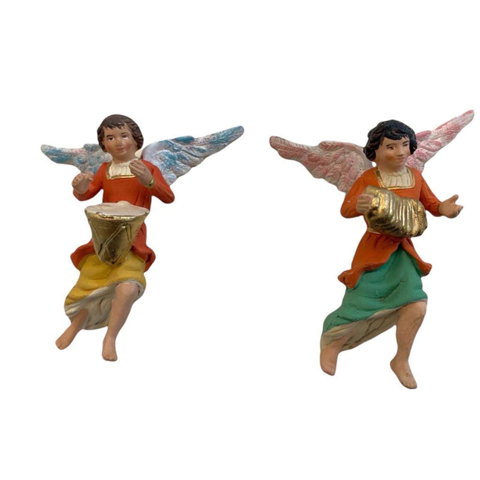 Set 2 angeli statuette in terracotta artigianali per presepe napoletano da  h 10 cm / Default Title