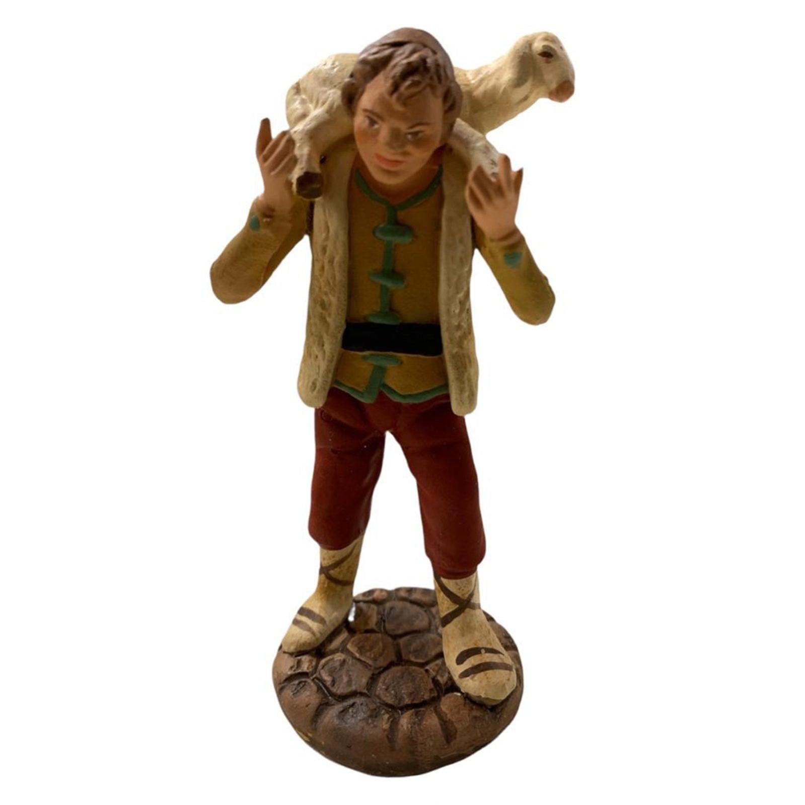 Figurine Fontanini Berger Avec Mouton - 12 Cm - Crèche De Noël Artisanale