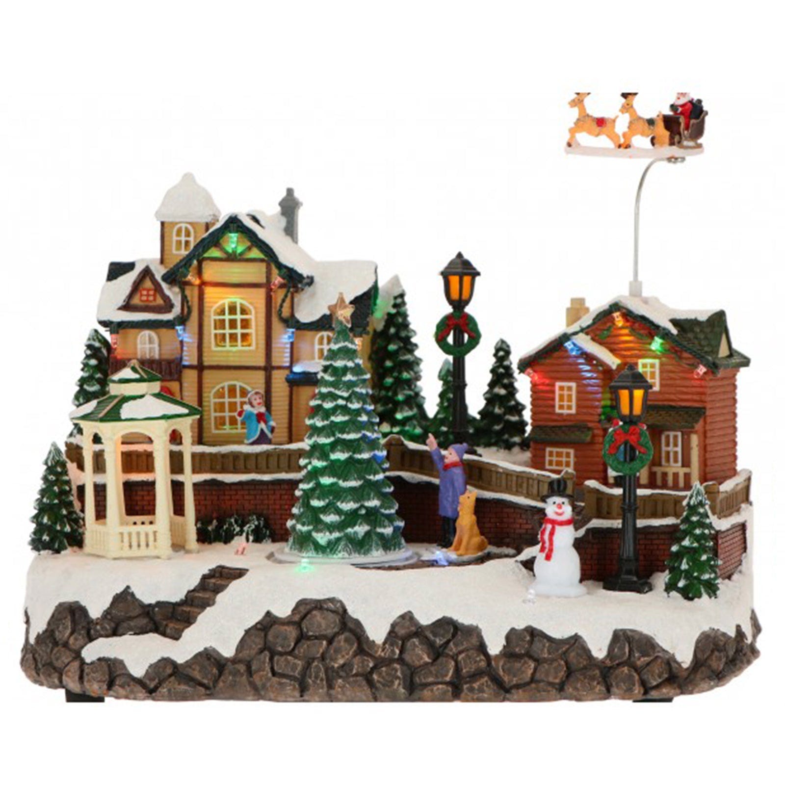 Décoration de village de noël ensemble maisons de paysage d'hiver et  personnages avec