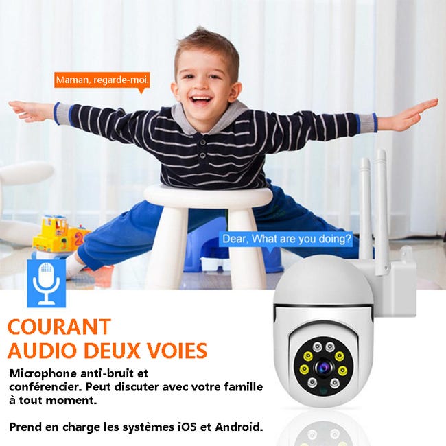 Caméra 2K 3MP Wifi Surveillance vidéo à domicile Protection de sécurité IP  Moniteur bébé intérieur Webcam sans fil AI Suivi Vision nocturne