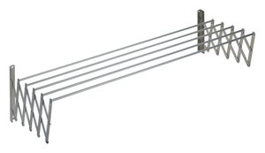 Tendedero de pared extensible (Longitud cuerda de tender: 7 m, Plateado,  Ancho: 140 cm)