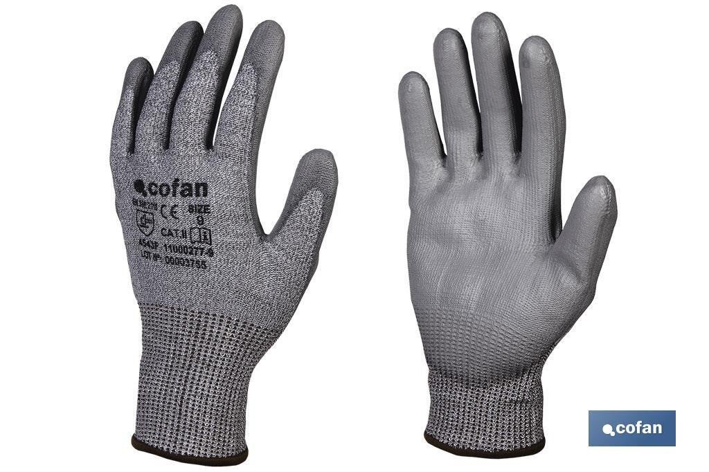 Guante anticorte impregnado pu gris t-8 venta unitaria