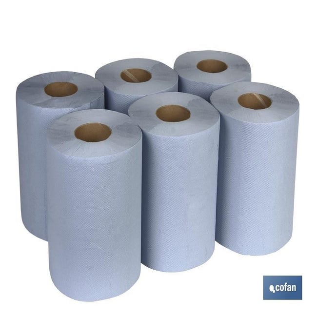 Rollo de papel secamanos ecológico. Material 100% reciclado. 6 rollos