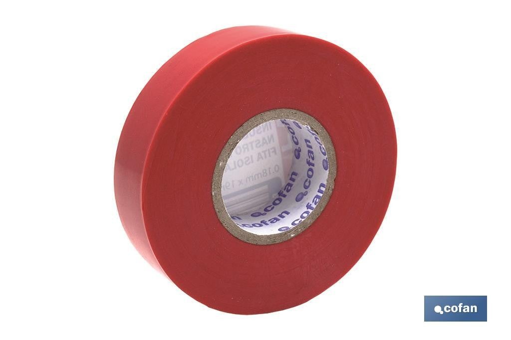 Colored cinta aislante – Otros anchos (62018-c) (1 (24 mm) X 66 ' – 96  rollos por funda), color rojo